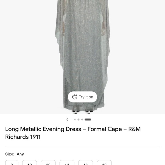 R&M Richards Silver Metallic Evening Dress with Cape - Picture 4 of 6